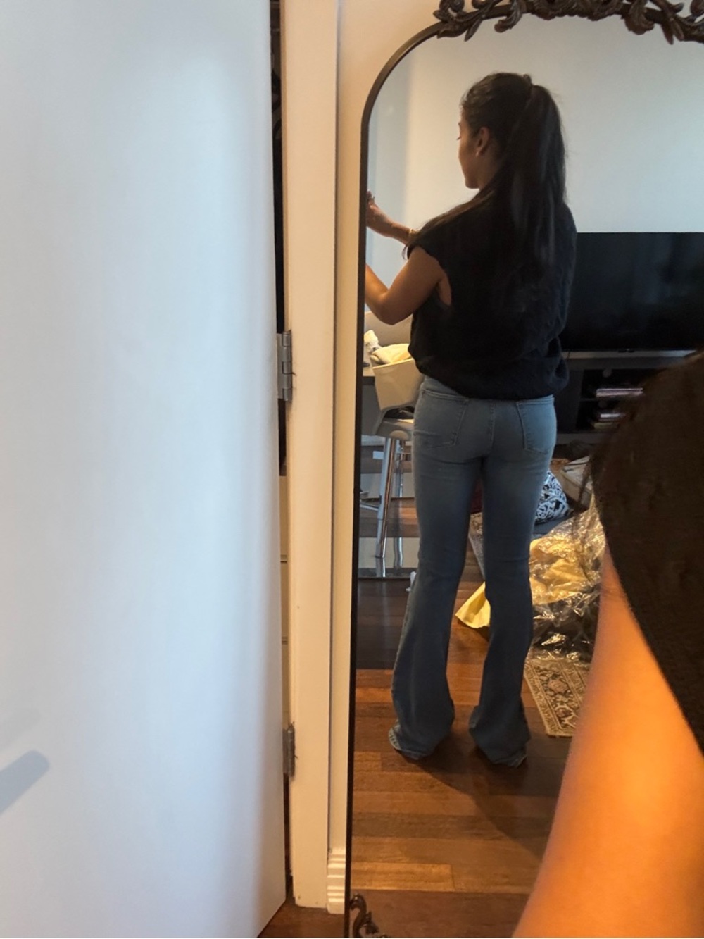 Frame Le High Denim Medium Blue Flare Jeans - Picture 7 of 8